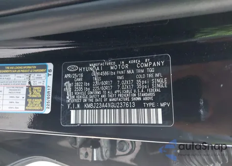 2016 Hyundai Tucson Se из США, поврежденный, VIN KM8J23A4XGU237613